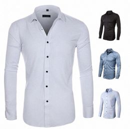 european and American slim shirt men's lg-sleeved solid color butt-down shirt V8AF#