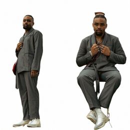 dark Gray Tailor-Made 2 Pieces Blazer Pant With Belt High Quality Wedding Busin Blazer Suits Pants Tailored Wedding Busin U0Q5#