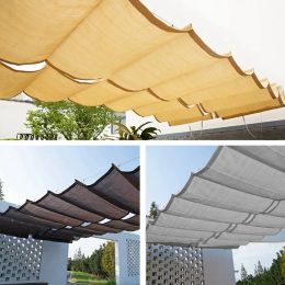 Nets Customizable Courtyard Pavilion Telescopic Wave Sun Shade Net Sun Room Canopy Shading Sails Cloth Balcony Terrace Sunshade Nets