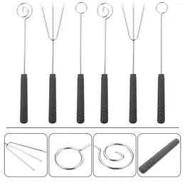 Dinnerware Sets 6 Pcs Chocolate Fork BBQ Baking Tool Dipping Tools Stainless Steel Forks Pot Kitchen Gadgets Plastic