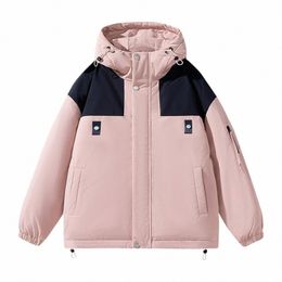 2023 Winter Jackets Men Casual Loose Thicken Warm Parkas Ctrasting Colours Women Winter Coat Man Hooded Cott Jackets Autumn A30v#