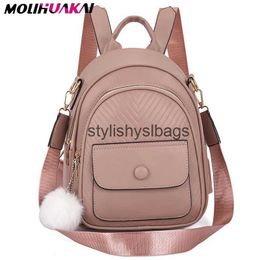 Backpack Style Shoulder Bags Simple Pink Girl Backpack 2023 Hot Sale Solid Colour Single Bag Luxury Designer High Quality Leather Student School H240328