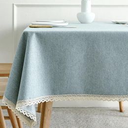 Table Cloth Cotton Linen Waterproof Oil Resistant Wash Free Solid Colour Mat