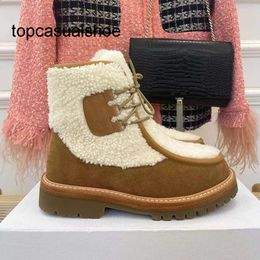 Chanelllies Luxury designer women boots Channeles Hairy classic ankle Autumn winter Spliced wool cold protection casual shoes lady Vintage triumphal arch thick bo