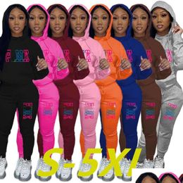 Womens Tracksuits Plus Sizes S-5Xl Designer Women Tracksuitstwo Pieces Set Personalised Printing Casual Fashion Sweater Pants Fall Clo Otzsl