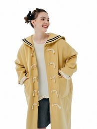 imakoki 2024 winter new original navy collar Woollen coat women 244434 V1Ea#