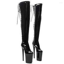 Dance Shoes Leecabe 23CM/9inches Patent Material PU Fashion Lady High Heel Platform Pole Boots