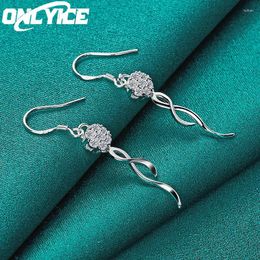 Dangle Earrings Charm 925 Sterling Silver For Women Wedding Fashion Jewellery 8mm Zircon Round Ball Drop Christmas Gifts