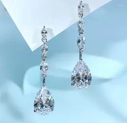 Dangle Earrings Fashionable Artificial White Diamond 925 Silver Water Drop Pear Shaped Embedded With High Carbon Diamonds