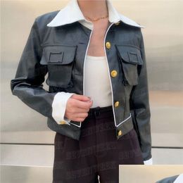 Womens Jackets Pu Leather Cropped Coats For Women High Grade Warm Winter Outerwear Cool Girl Motorcycle Jacket Streetwear Drop Deliver Otohp