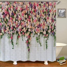 Shower Curtains Home Decoration Curtain Bathroom 3D Beautiful Flowers Printing Waterproof Polyester With Hook 240x180cm