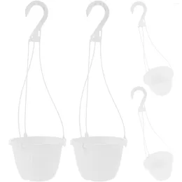 Vases Plastic Hanging Planter 4Pcs Flower Plant Pots Hook Basket Chain Holder Outdoor