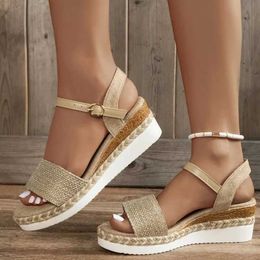 Sandals Womens Fashion Canvas Wedge Summer Casual Espadrilles Platform Thick Sole Anti slip H240328LM8O