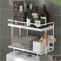 Bathroom Shelves Shees 1Pc Accessories Shelf Above The Toilet Tank Wrought Iron Punch- Mti-Functional Storage Rack Drop Delivery Home Dh1Al