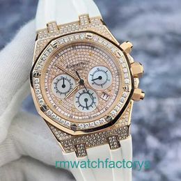 Top AP Wristwatch Royal Oak Series 26022OR Full Sky Star with Diamond 18K Rose Gold Material Automatic Mechanical Watch Mens Timing Function