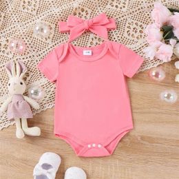 Clothing Sets Baby Girl 3 Piece Easter Set Short Sleeve Romper Patch Heart Print Suspender Skirt 3D Bow Headband Infant Outfit