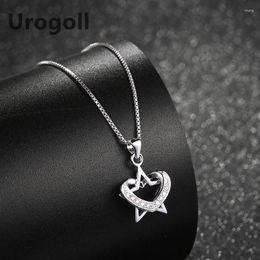 Pendants Trendy Women Pure 925 Sterling Silver Necklace Star Love Heart Zircon Pendant Clavicle Chain Girl Jewelry Accessory Gift