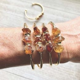 Beaded Strands Raw Citrine Bracelet Gold Cuff Stone Amethyst Jewellery Gemstone Bangle BM33977190S