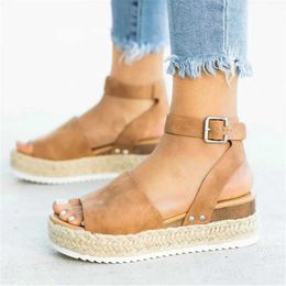 Sandals Plus size womens sandals wedge high heels summer Customised platform H240328MUWN