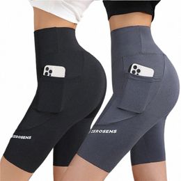 summer New Women'S Cycling Stretch Letter High Waist Shorts For Women Biker Shorts Slim Knee-Length Bottoms Yogaes Leggings 58wb#