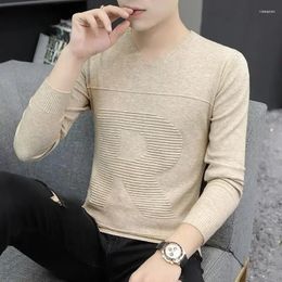 Men's Sweaters Knit Sweater Male Pullovers Brown Clothing V Neck Letter Order 2024 Trend In X Spring Autumn Classic Maletry Winter A