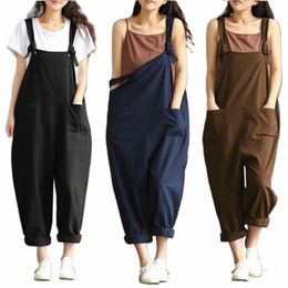 hot Fi Women Girls Loose Solid Jumpsuit Strap Dungaree Harem Trousers Ladies Overall Pants Casual Playsuits Plus Size M-3XL R1Lt#