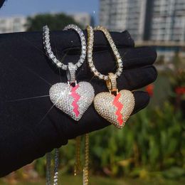 Fine Jewellery Fashion VVS Moissanite Iced Out Diamond Hip Hop Glowing Sier S Heart Pendant