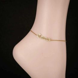 Anklets Letter Bracelet Female Bohemian Jewellery Constellation Taurus Cancer Bracelet Stainless Steel Bracelet Jewellery LegL2403