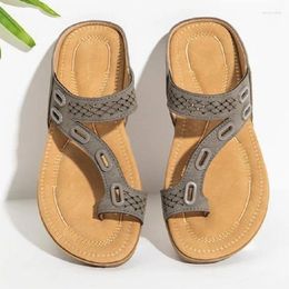 Slippers Summer Women's Shoes 2024 Style Flat Massage Flip-Toe Sandals Large Size Slip-On Outdoor Fashion