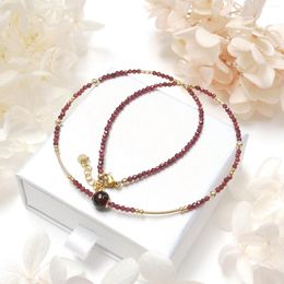Pendants Lii Ji Natural Multi Stone Garnet/Moonstone/Black Tourmaline 2mm Tiny Sparkling Choker Necklace Fashion Bohe Jewellery For Female
