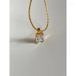 Pendants Titanium With 18K Zircon Choker Necklace Women Stainless Steel Jewelry Designer T Show Runway Gown Rare INS Japan