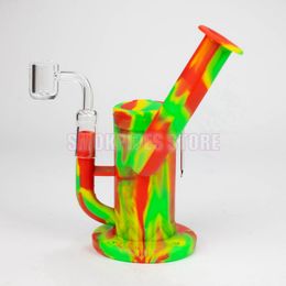 Colourful Silicone Bong Glass Pipes Kit Hookah Waterpipe Bubbler Glass Philtre Oil Rigs Bowl Portable Removable Stash Case Cigarette Holder Smoking Handpipes