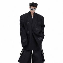 fewq Modern Elegant Man Blazer Niche Original Design Shoulder Pad Suit Coat Patchwork Casual Jackets Fi Trend Coat 9C1950 w1DJ#