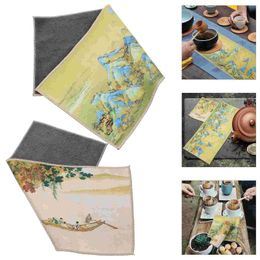 Table Mats 2 Pcs Towels Tea Mat Cloth Water Absorption Kitchen Dish Teacup Soft Household Teaware Absorbent For Home