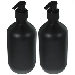 Liquid Soap Dispenser 2 Pcs Black Plastic Pump Type Bathroom Lotion Bottle Manual Empty Shampoo Container Portable Travel