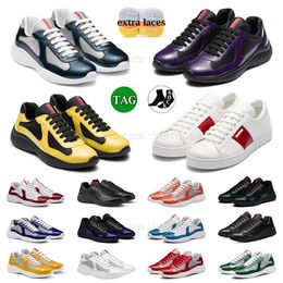 Famous Panda Prad America Cup Hiking Shoe Casual Shoes Sneakers Runner Dhgates Lace-up Mesh Stitching Love Mesh Cloth Genuine Leather Prads Outdoor Patent Trainers