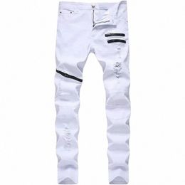 male Vintage Zipper Butt High Waist Straight Denim Pants Distred Lg Trousers Y2K INS Clothes Streetwear Men Ripped Jeans a3jv#