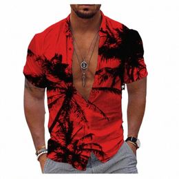 2023 Hawaiian Shirt For Men Short Beach Casual Shirts Tops 6xl Summer Blouse Casual Oversized Clothing Male 3d Floral Print Tees x3nV#