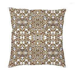 Pillow Modern Jewellery Gemstone Silver Crystal Cover Polyester Glitter Rhinestones Diamonds Case For Living Room