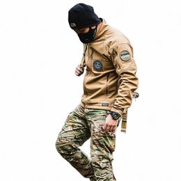 tactical Soft Shell Camoue Jacket Men Army Waterproof Warm Outdoor Clothes Military Fleece Coat Windbreaker Swat Jacket R32b#
