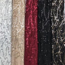 Fabric 3/5/10yard Fringed Sequin Embroidered Lace Fabric for Dress Elegant Tulle Material