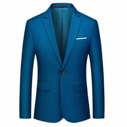 s- 6XL Wholesale Mens Slim Casual Busin Suit Jacket Boutique Fi Formal Solid Color Blazer Groom Wedding Dr 12LX#