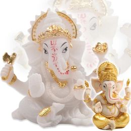 Sculptures Handpainted Runes Lord Ganesha Buddha Statue Home Decoration Ganesh Elephant God Sculpture Figurines Ornaments Buddha Statues