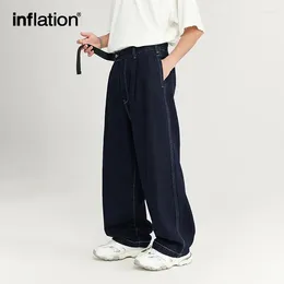 Herren Jeans INFLATION Stitching Wide Leg Denim Hose Unisex Baggy Pants