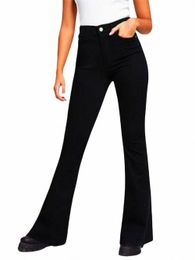 Women's Flare Dr Pants Jeans Office Black XS to 4XL Bootcut Bootcut Buttery Thrugle Stretch Bell Bottom High Weist Dr Pants M04S#