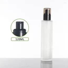 Storage Bottles 120ml Frosted/green/blue/white Glass Bottle Black Pump Lid Serum/lotion/emulsion/foundation/toner Essence Cosmetic Packing