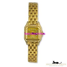 Carters Classics Watches Carters Panthere Diamond Dial & Bezel Yellow Gold Small Watch FN33