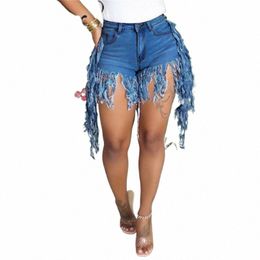 2021 Women Summer Shorts Jeans Tassel High Waist Casual Zipper Fly Jeans Ladies Street Night Club Skinny Denim Shorts 81zz#