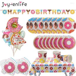 Party Decoration 1set Donut Supplies Kids Birthday Decor Burger Icecream Candy Doughnut Balloon Plate Cup Garland Wedding Favor