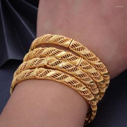 Wando 24K 4Pcs Can Open Dubai Arab Kuwait Gold Color Bangles For Women Girl Arabic Middle East Bride African Jewelry Bangle231U